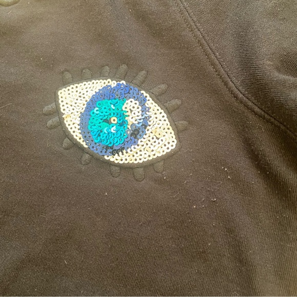 H&M Divided Black Sequin Patch Sweatshirt Size Small - Picture 11 of 12